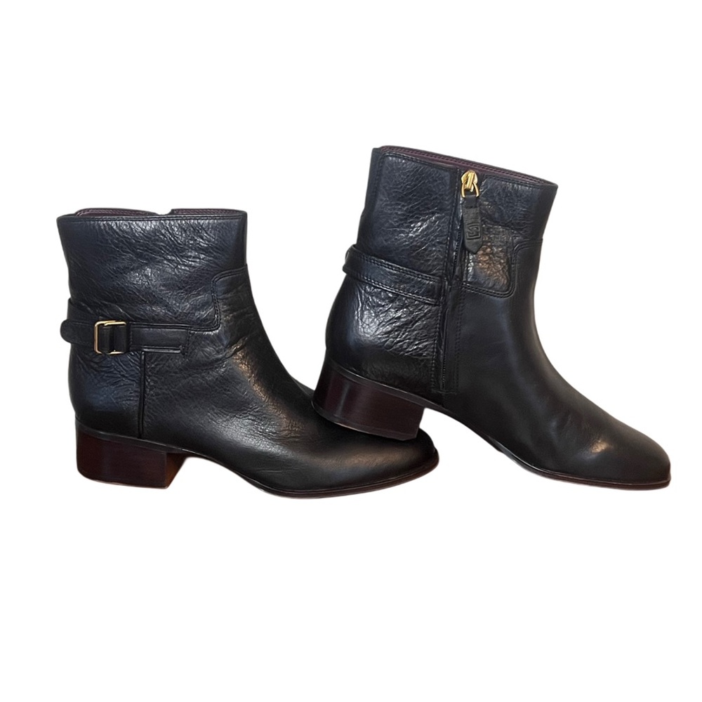 SARTO By Franco Sarto Joanne Black Leather Equestrian Inspired Ankle Booties 8.5